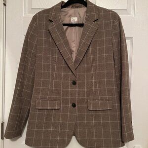 Women's 10 A New Day Brown Plaid Blazer Suit Jacket Sport Coat Stretch